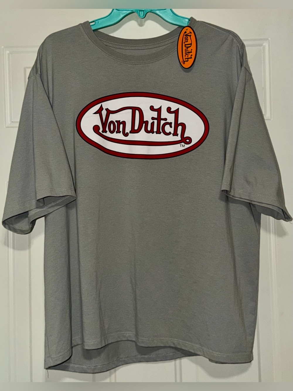 Von Dutch Gray Tee with Red & White Logo